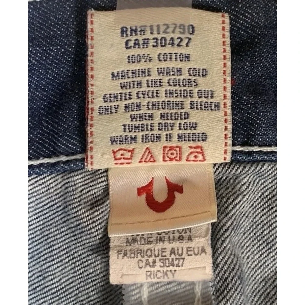 True Religion Jeans Mens Ricky Size 38 X 33 Blue 100% Cotton‎ Made In USA